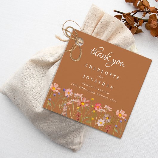 Terracotta Boho Floral Fall Wedding Dank u Bedankjes Labels