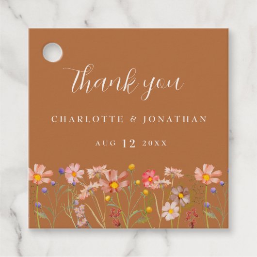 Terracotta Boho Floral Fall Wedding Dank u Bedankjes Labels (Voorkant)