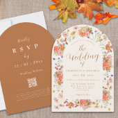 Terracotta Boho Floral Fall Wedding Kaart