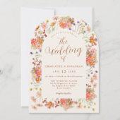 Terracotta Boho Floral Fall Wedding Kaart (Voorkant)