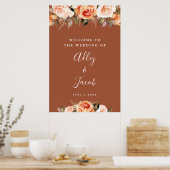 Terracotta Boho Floral Fall Wedding Welcome Sign Poster (Keuken)