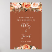 Terracotta Boho Floral Fall Wedding Welcome Sign Poster (Voorkant)