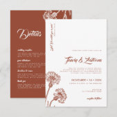 Terracotta Boho Floral Muslim Wedding Invitation Kaart (Voorkant / Achterkant)