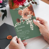 Terracotta Boho Floral Olive Green Wedding Kaart