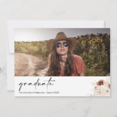 Terracotta Boho Floral Photo Graduation Party Kaart (Achterkant)