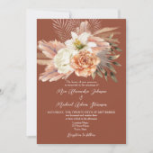 Terracotta Boho Floral QR Code Huwelijk Kaart (Voorkant)