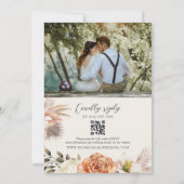 Terracotta Boho Floral QR Code Huwelijk Kaart (Achterkant)