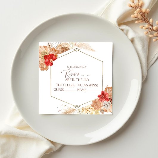 Terracotta Boho Floral raden hoeveel kussen Kaarte Informatiekaartje