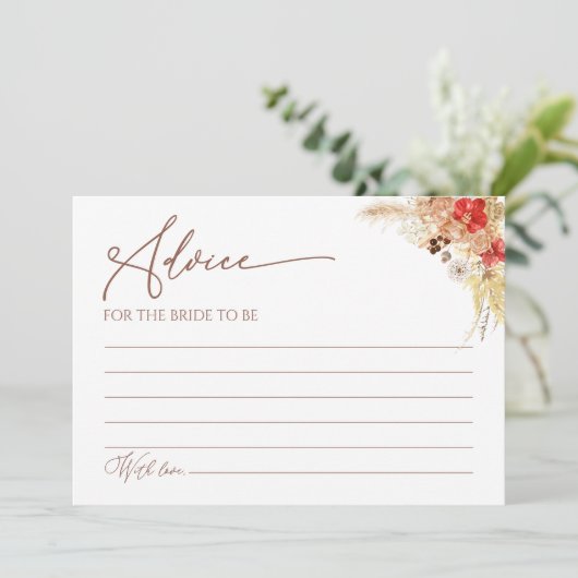 Terracotta Boho Floral Vrijgezellenfeest Advies Ka Kaart (Staand voorkant)