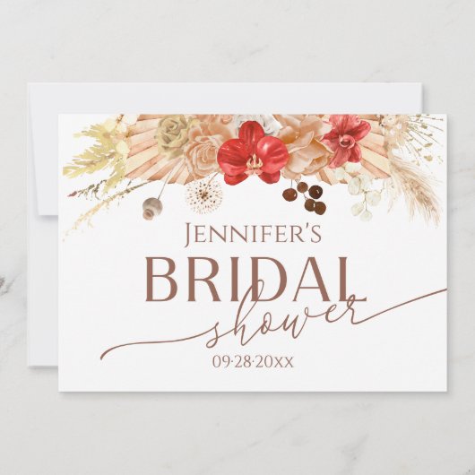 Terracotta Boho Floral Vrijgezellenfeest Advies Ka Kaart (Achterkant)