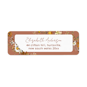 Terracotta Boho Floral Vrijgezellenfeest Etiket