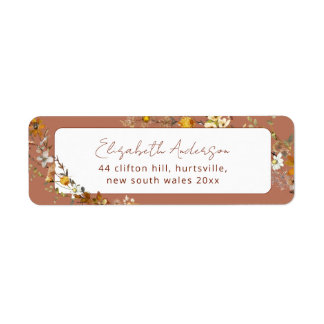 Terracotta Boho Floral Vrijgezellenfeest Etiket