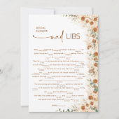 Terracotta Boho Floral Vrijgezellenfeest Mad Libs  (Voorkant)