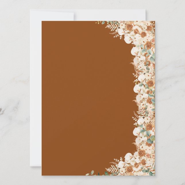 Terracotta Boho Floral Vrijgezellenfeest Mad Libs  (Achterkant)