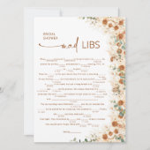 Terracotta Boho Floral Vrijgezellenfeest Mad Libs  (Voorkant)