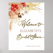 Terracotta Boho Floral Vrijgezellenfeest Welkom Poster (Voorkant)