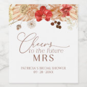 Terracotta Boho Floral Vrijgezellenfeest Wijnlabel Wijn Etiket (Enkel label)