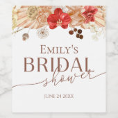 Terracotta Boho Floral Vrijgezellenfeest Wijnlabel Wijn Etiket (Enkel label)