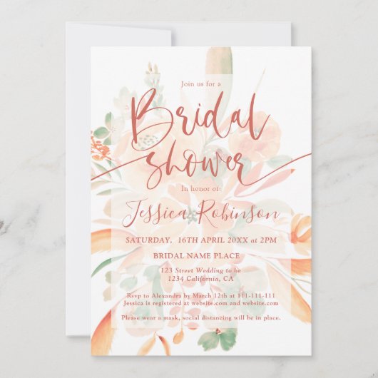 Terracotta boho floral waterverf vrijgezellenfeest kaart (Voorkant)