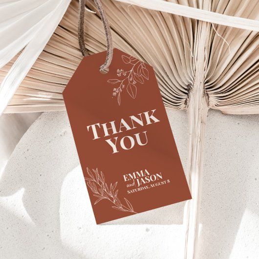 Terracotta Boho Floral Wedding Gift Labels Cadeaulabel