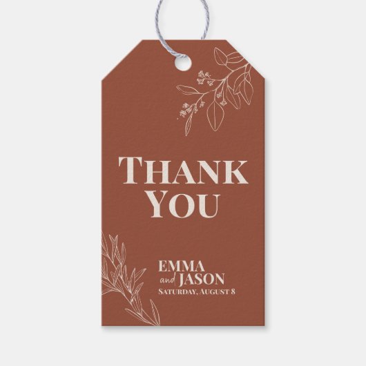 Terracotta Boho Floral Wedding Gift Labels Cadeaulabel (Voorkant)