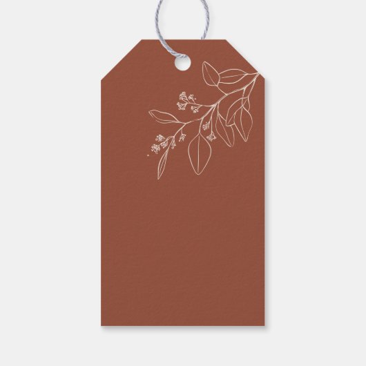 Terracotta Boho Floral Wedding Gift Labels Cadeaulabel (Achterkant)