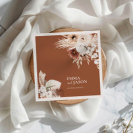 Terracotta Boho Floral Wedding Napkins Servet