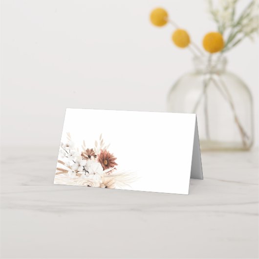 Terracotta Boho Floral Wedding Place Cards Plaatskaartje (Achterkant)