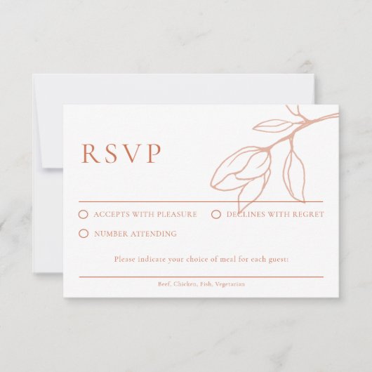 Terracotta Boho floral Wedding RSVP-kaart Kaart (Voorkant)