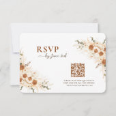 Terracotta Boho Floral Wedding RSVP met QR-code Kaartje (Voorkant)