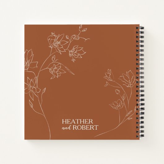 Terracotta Boho Floral Wedding Spiral Guest Book Notitieboek (Achterkant)
