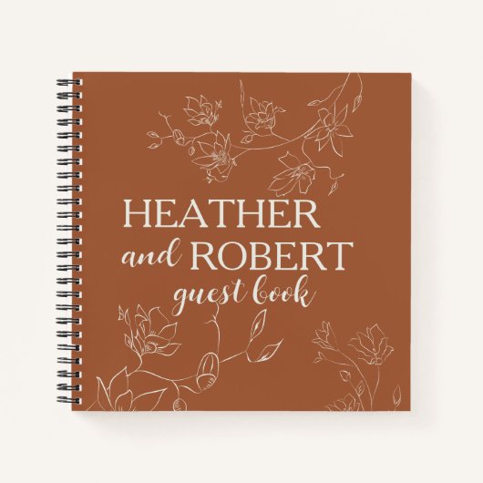 Terracotta Boho Floral Wedding Spiral Guest Book Notitieboek (Voorkant)