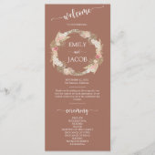 Terracotta Boho Floral Wreath Wedding Flat Program Programmakaart (Voorkant)