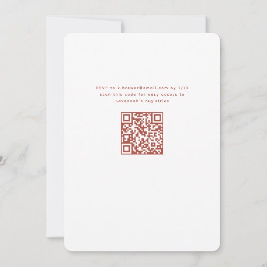 TerraCotta Boho Gebogen Tekst Moderne Bruidsdouche Kaart (Achterkant)