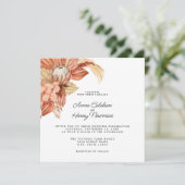 Terracotta Boho Gedroogde Bloemen Pampas Bruiloft Kaart (Staand voorkant)