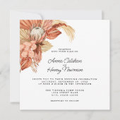 Terracotta Boho Gedroogde Bloemen Pampas Bruiloft Kaart (Voorkant)