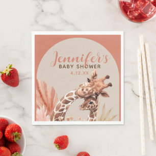 Terracotta Boho Giraffe Baby Shower Papieren Serve Servet