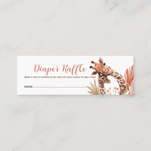 Terracotta Boho Giraffe Diaper Raffle Kaart Mini Visitekaartje (Voorkant)