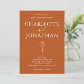 Terracotta Boho Greenery Wedding Invitation Kaart (Staand voorkant)