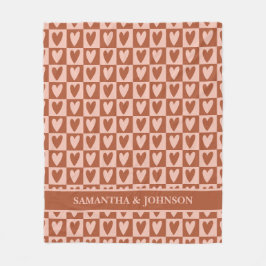 Terracotta Boho Hartjes Valentijns Cadeau Fleece Deken