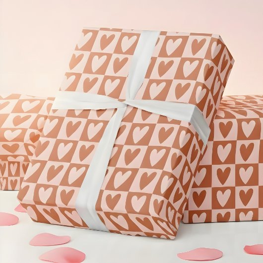 Terracotta Boho Hartjes Valentijnsdag Cadeau Cadeaupapier