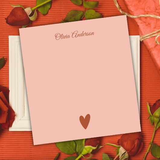 Terracotta Boho Heart Valentines Day Personalized Notitieblok