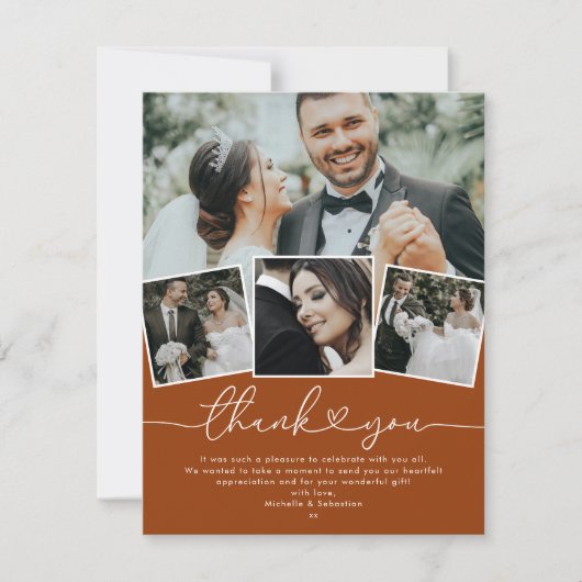 Terracotta Boho Heart Weddenschap Foto bedankt (Voorkant)