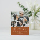 Terracotta Boho Heart Weddenschap Foto bedankt (Staand voorkant)