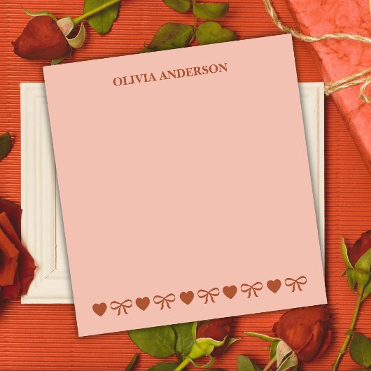Terracotta Boho Hearts & Bows Valentines Day Notitieblok