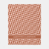 Terracotta Boho Hearts Valentine Gift Fleece Deken (Voorkant)