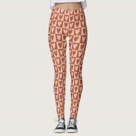 Terracotta Boho Hearts Valentine Gift Leggings