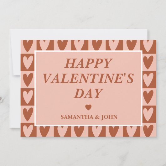 Terracotta Boho Hearts Valentine’s Gift Feestdagenkaart (Voorkant)