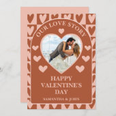 Terracotta Boho Hearts Valentine’s Gift Photo Feestdagenkaart (Voorkant / Achterkant)