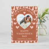 Terracotta Boho Hearts Valentine’s Gift Photo Feestdagenkaart (Staand voorkant)